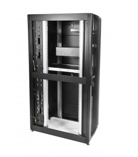Шкаф серверный ПРОФ напольный 42U (600x1000) дверь перфорированная 2 шт., цвет черный, в сборе