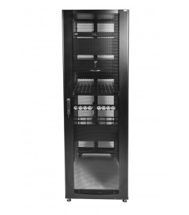 Шкаф серверный ПРОФ напольный 48U (600x1000) дверь перфорированная 2 шт., цвет черный, в сборе