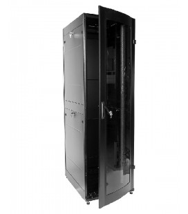 Шкаф телекоммуникационный напольный ПРОФ универсальный 42U (600x600) дверь стекло, чёрный, в сборе
