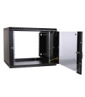Шкаф телекоммуникационный настенный разборный 9U (600х520) дверь стекло,черный