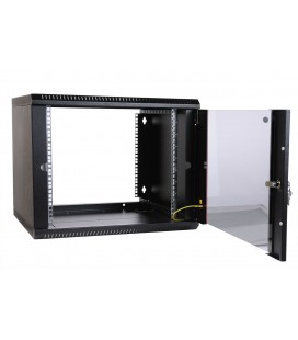 Шкаф телекоммуникационный настенный разборный 6U (600х520) дверь стекло, цвет черный