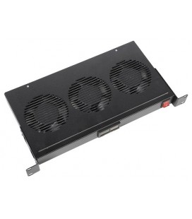 Модуль вентиляторный 19" 1U, 3 вентилятора, регул. глубина 200-310 мм с контроллером температуры, цвет черный
